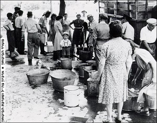 Queue for rationed food in Jerusalem under siege, Israel War of Independence 1948